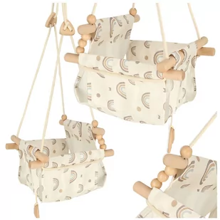 Huśtawka dla dzieci materiałowa drewniana wisząca tęcza - Leżaczki i huśtawki Huśtawka dla dzieci materiałowa drewniana wisząca tęcza - Leżaczki i huśtawki - miniaturka - grafika 1