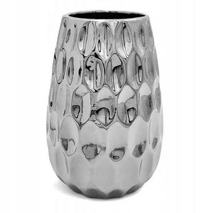 Wazon ceramiczny nowoczesny flakon na kwiaty srebrny 21 cm wysoki glamour - Wazony i flakony - miniaturka - grafika 1