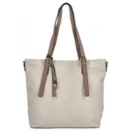 Torebki damskie - Uniwersalna Torebka Damska XL Shopper Bag firmy Hernan HB0213-1 Beżowa/Ziemista - miniaturka - grafika 1