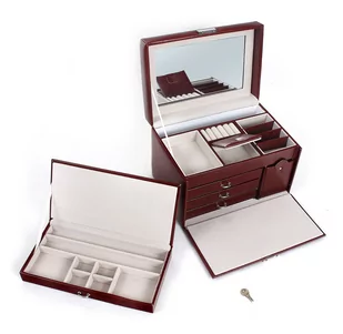 Kuferek brązowy na biżuterię 2w1 z mini kuferkiem 50-601F - Pudełka i szkatułki Kuferek brązowy na biżuterię 2w1 z mini kuferkiem 50-601F - Pudełka i szkatułki - miniaturka - grafika 1