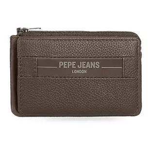 Pepe Jeans Checkbox Portfel z wizytówką Brązowy 11x7x1,5 cms Skóra, Brązowy, Talla única, Portfel z wizytówką - Portfele - miniaturka - grafika 1
