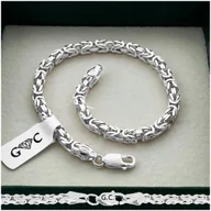 Bransolety męskie - SREBRNA BRANSOLETKA MĘSKA SPLOT KRÓLEWSKI 21cm/3,8mm SREBRO 925 + Y - miniaturka - grafika 1