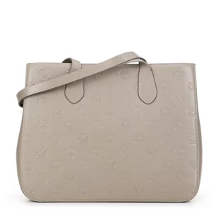 Damska shopperka skórzana monogramem beżowa - Torebki damskie - miniaturka - grafika 1