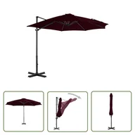 Parasole ogrodowe - The Living Store Parasol wiszący z aluminiowym słupkiem - 300 cm - czerwony - Parasol Wiszący - miniaturka - grafika 1