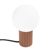 Lampy stojące - Lampka biurkowa nowoczesna mocca ryflowany korpus szklana biała kula włącznik do przedpokoju salonu 1xG9 8W HALO Sollux Lighting - miniaturka - grafika 1