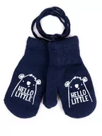 Rękawiczki dla dzieci - Rękawiczki Chłopięce Jednopalczaste Ze Sznurkiem Granatowe Z Napisem 10 Cm - miniaturka - grafika 1