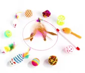 Zabawki dla kotów - Zabawka dla kota myszki wędka kule zestaw 12 elementów do zabawy stymulacji - miniaturka - grafika 1