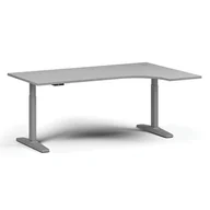 Stoły i stoliki do biura - Stół z regulacją wysokości, elektryczny, 675-1325 mm, narożnik prawy, blat 1800x1200 mm, podstawa szara, szary - miniaturka - grafika 1