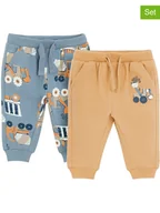 Spodenki dla niemowląt - COOL CLUB Spodnie dresowe (2 pary) w kolorze błękitnym i żółtym - miniaturka - grafika 1