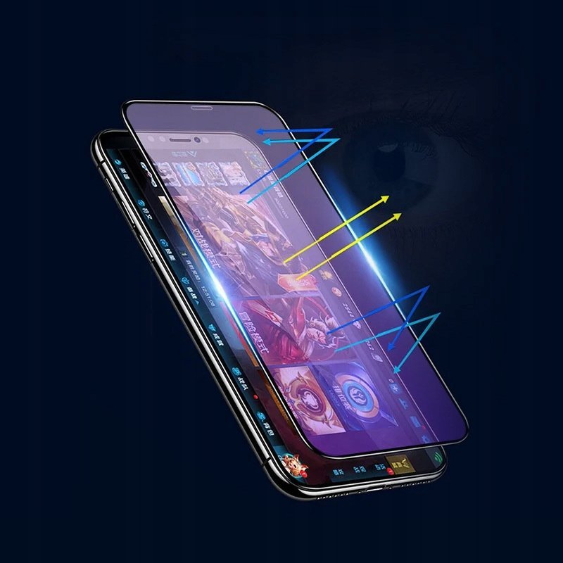 PEŁNE Szkło z filtrem ANTI-BLUE do iPhone X / Xs, Szybka na ekran, Ochrona