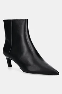 Calvin Klein botki skórzane ESS KITTEN HEEL ANKLE BOOT kolor czarny na szpilce HW0HW02586 - Botki damskie - miniaturka - grafika 1