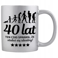 Kubki - KUBEK SREBRNY PREZENT NA 40 URODZINY TEN CZAS SPRAWIŁ ŻE JESTEŚ IDEALNY WZ - miniaturka - grafika 1