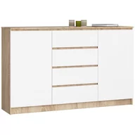 Komody - Akord Fabryka mebli KOMODA K 160cm 2 DRZWI 4 SZUFLADY SONOMA / BIAŁA OP0LK-1DĄBBIA004 - miniaturka - grafika 1