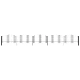 vidaxl Panele ogrodzeniowe z grotami, stal, (0,75-1) x 8,5 m, czarne - Ogrodzenia - miniaturka - grafika 1