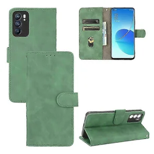 Kompatybilny z OPPO Reno 6 5G Premium PU Leather Flip Folio Case z miejscem na kartę Wbudowana magnetyczna osłona portfela Zielony - Portfele - miniaturka - grafika 1