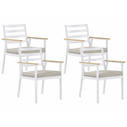 Fotele i krzesła ogrodowe - Lumarko Zestaw 4 Krzeseł Ogrodowych Biały Z Poduszkami Beżowymi Cavoli - miniaturka - grafika 1