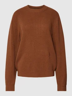 Sweter z dzianiny z wyhaftowanymi logo - Swetry damskie - miniaturka - grafika 1