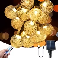 Oświetlenie świąteczne - Łańcuchy Świetlne Na Energię Słoneczną, 60 Diod Led Światła Ogrodowe Zasilane Energią Słoneczną/Usb Z Pilotem, Ip65 Wodoodporna Kryształowa Kula Zew.. - miniaturka - grafika 1