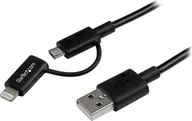 Kable USB - Kabel USB StarTech USB-A - microUSB + Lightning 1 m Czarny LTUB1MBK - miniaturka - grafika 1