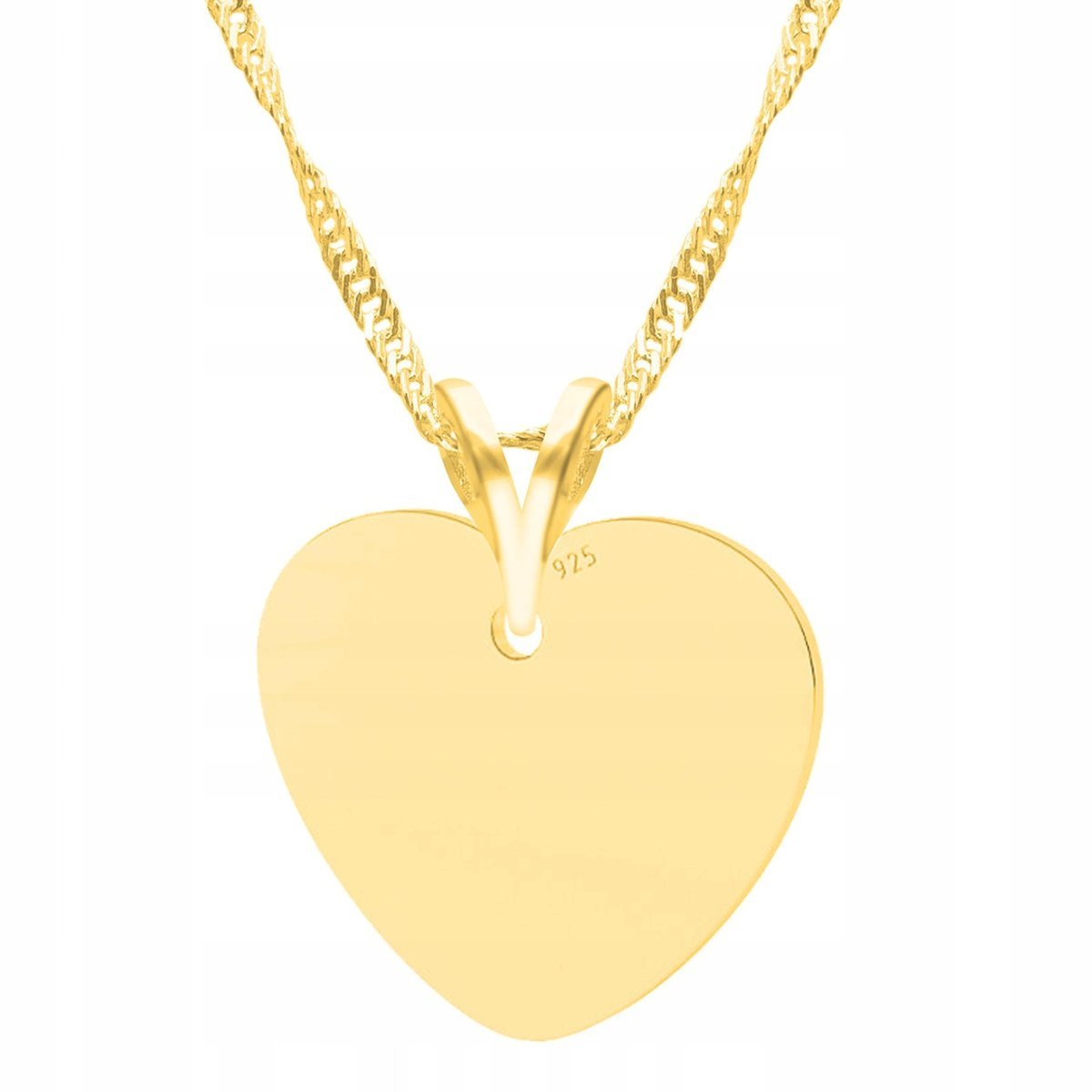 Złoty Naszyjnik Blaszka Serce Heart z Sercem Serduszko Love SREBRO 925