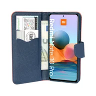 Etui i futerały do telefonów - cofi1453® Etui Book "Fancy" kompatybilne z XIAOMI REDMI NOTE 10 PRO etui na telefon z funkcją podstawki, miejsce na karty czerwono-niebieskie - miniaturka - grafika 1