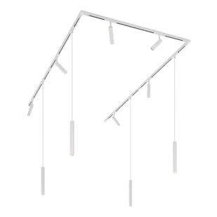 QAZQA Nowoczesny system oświetleniowy szynowy z 6 reflektorami i 4 lampami wiszącymi biały 1-fazowy - Slimline Uzzy Keno - Lampy sufitowe - miniaturka - grafika 1