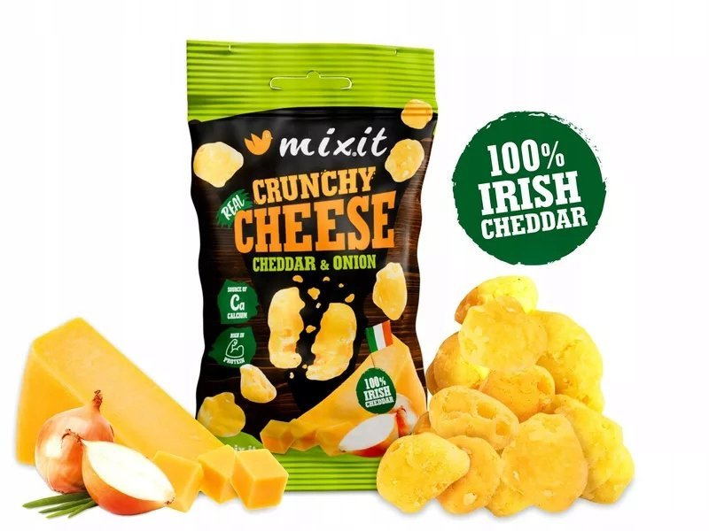 Chrupiący Ser Cheddar z Cebulką Przekąska Białkowa 20g Bezglutenowy