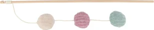 TRIXIE Wędka drewniana z 3 materiałowymi piłkami - 40 cm - Zabawki dla kotów - miniaturka - grafika 1