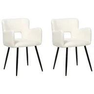 Krzesła - 2 krzesła do jadalni boucle kremowe SANILAC - miniaturka - grafika 1