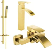 Zestawy baterii łazienkowych - Mexen Libra DQ77 zestaw wannowy, złoty - 745113DQ77-50 - miniaturka - grafika 1