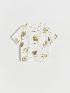Reserved - T-shirt z kieszonką - złamana biel - Bluzki dla niemowląt - miniaturka - grafika 1