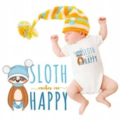 Body dla niemowląt - Body Niemowlęce Białe SLOTH HAPPY Leniwiec Wz - 62 - miniaturka - grafika 1