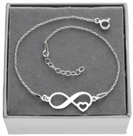 Bransoletki - Srebrna bransoletka nieskończoność serce serduszko literka PUDEŁKO SREBRO - miniaturka - grafika 1