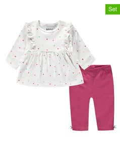 Kaftaniki dla niemowląt - Kanz 2-częściowy zestaw w kolorze biało-różowym - grafika 1