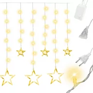 Oświetlenie świąteczne - Lampki Led Kurtyna Świetlna Gwiazdki 138LED ciepły biały - miniaturka - grafika 1