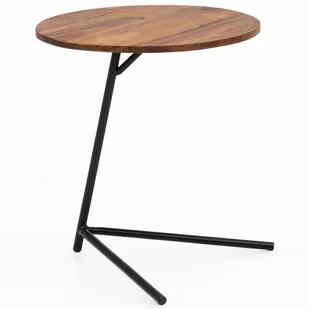 Stolik boczny WOHNLING 40x46x40cm metalowy stolik kawowy z drewna sheesham, stolik w stylu industrialnym z prawdziwego drewna do salonu, drewniany stolik sofa stolik metalowe nogi, stolik bocznyReplika acyjny stolik palisander - Ławy i stoliki kawowe - miniaturka - grafika 1