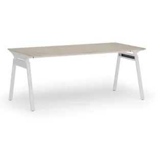 Biurko PRIMO SIGMA, 1800 x 900 mm, podstawa biała, dąb naturalny - Biurka - miniaturka - grafika 1