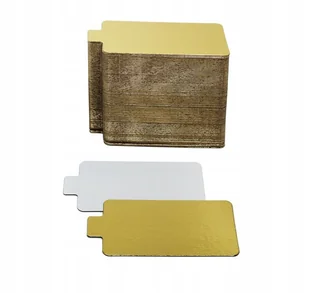 Podkładki pod monoporcje złoto-srebrne dwustronne 9,5x5,5 cm - 100 szt - Dodatki do ciast w proszku - miniaturka - grafika 1