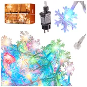 Oświetlenie świąteczne - Lampki LED łańcuch płatki śniegu 10m 100LED multikolor - miniaturka - grafika 1