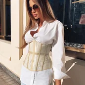 Gorsety - Gorset z siateczki - Beżowy - miniaturka - grafika 1