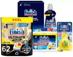 FINISH Ultimate Plus Kapsułki do zmywarki lemon 62 szt. + sól + nabłyszczacz + czyścik + zapach - Środki do zmywarek - miniaturka - grafika 1