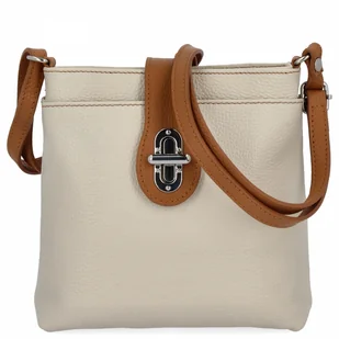 Elegancka Torebka Skórzana Włoska Listonoszka 201 Beżowa/Ruda - Torebki damskie Elegancka Torebka Skórzana Włoska Listonoszka 201 Beżowa/Ruda - Torebki damskie - miniaturka - grafika 1