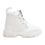 Buty dla dziewczynek - Ocieplane Lakierowane Botki Dziecięce Big Star MM374142 Białe - miniaturka - grafika 1