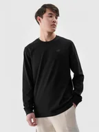 Koszulki sportowe męskie - Męski longsleeve basic 4F 4FWMM00TLONM432 - czarny - miniaturka - grafika 1