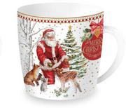 Ozdoby bożonarodzeniowe - KUBEK PORCELANOWY Christmas Memories: Święty Mikołaj z choinką i zwierzętami - miniaturka - grafika 1