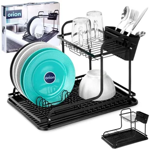 Suszarka do naczyń na naczynia stojąca czarna dwupoziomowa RADKA 42.5x32x29cm ORION 155212 - Suszarki do naczyń - miniaturka - grafika 1