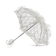 Parasole - Koronkowa parasolka biała Long – elegancki dodatek na komunię i ślub - miniaturka - grafika 1
