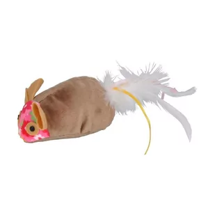 Mysz z piórkiem Zabawka Dla Kota Myszka Brąz 19 cm - Zabawki dla kotów - miniaturka - grafika 1