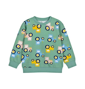 Bluza dla dziecka do 2 lat, z traktorami, zielona - Bluzy i sweterki niemowlęce - miniaturka - grafika 1