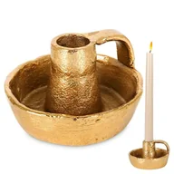 Świeczniki - Vilde Świecznik Na Długą Świeczkę Aluminiowy Złoty 10X6 Cm - miniaturka - grafika 1